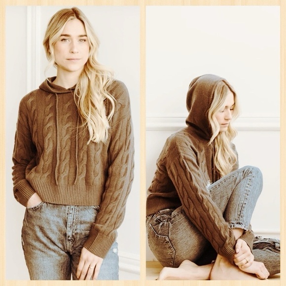 Lord & Taylor W. Cashmere Scout Cashmere Cable Knit Hoodie size M New with tag - Picture 3 of 14